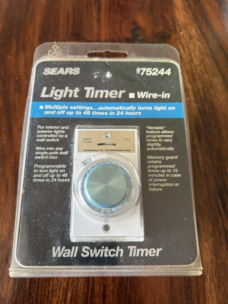 Sears 975244 Programmable 24hr Wall Timer Switch White Single Pole 120V 60Hz