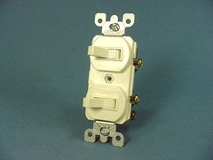 Leviton 5224-2A Almond Double Wall Light Switch Duplex Toggle 15A Single Pole