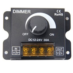 12V/24V DC 30A LED PWM Dimmer Controller, Single Color LED Strip Light, Dim