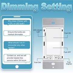 7-Level Dimmer Switch 3-Way/Single-Pole for LED/CFL Easy Install ETL Listed 50PK