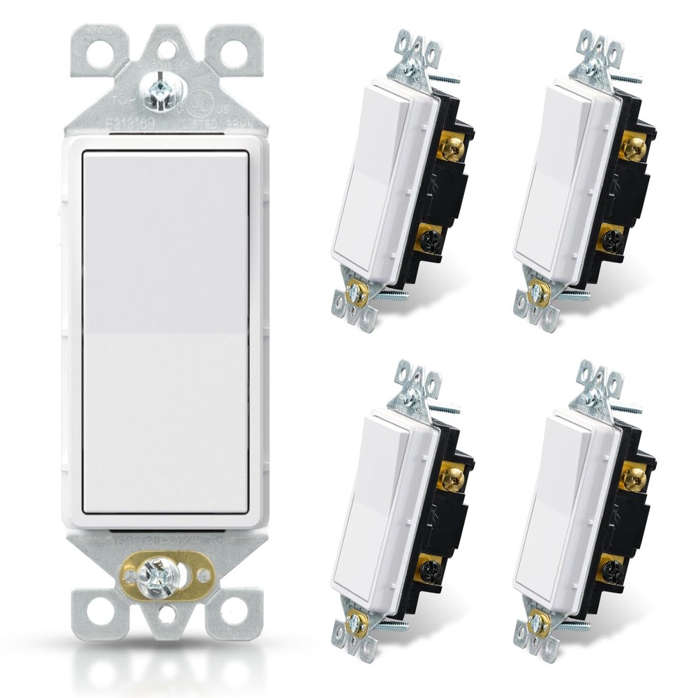 ELEGRP Matte White 3 Way Decorative Light Switch, 15Amp, 120-277 Volt, AC Decors