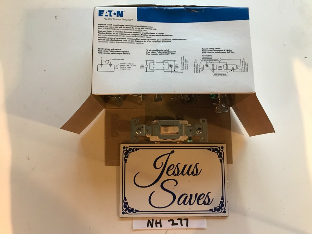 10- Eaton White COMMERCIAL Grade Toggle Wall Light Switch 15A CS115W Nh277