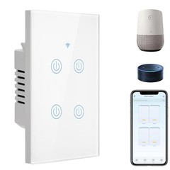 Smart Light Switch 4 Gang Alexa Wifi Light Switch With Smart Life App Control An