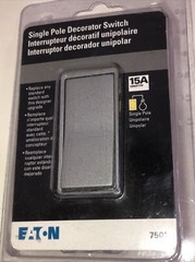 2 EATON Wiring Single Pole Decorator Switch, 120/277V Silver 7501SG-K-L