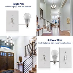 Toggle Slide LED Advanced Dimmer Switch for 150W Dimmable LED, Halogen and In…