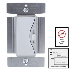 Aspire 95687WS White Satin (Pale Gray) 1-Pole/3Way Slide Fluorescent Dimmer 277V