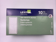 Leviton Decora 15A 120/277V White Rocker Switches 10 Pack 5601-2WM Made in USA