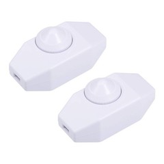 uxcell Rotary Cord Switch AC 250V 2A Slide Control Lamp Dimmer 2 Qty, White