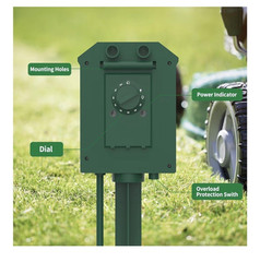 Flexoria Outdoor Power Strip, Timer, Waterproof, Dusk to Dawn Light Sensor 50ft