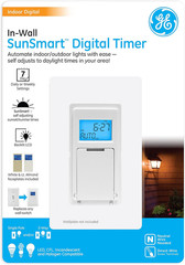 GE Sunsmart 7-Day In-Wall Digital Timer Switch, Auto Sunrise/Sunset, Weekly Prog