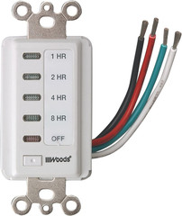 Woods 59013 in-Wall Timer, 120 V, 15 A, 2, 4, 8, 12 Hr Off, 8-Hour, White
