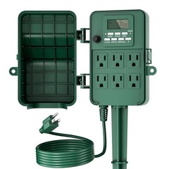 Durable 7-Day Digital Timer Surge Protector – 6FT Outdoor Extension Cord