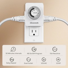 Indoor Outlet Timer 6 Pack, 24Hr Programmable, 1875W,Grow Light & Lamp