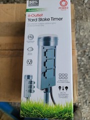 Jasco Outdoor Yard Stake with Mechanical Built-In Timer, 6 Grounded Outlets