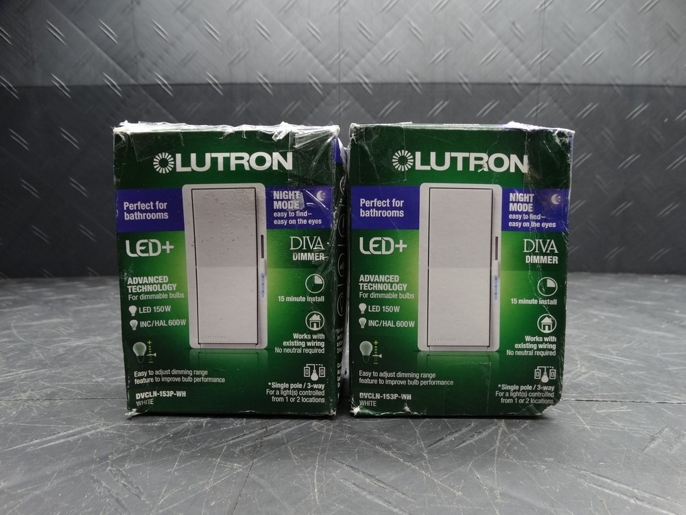 Lutron Diva LED+ Dimmer Night Mode White Single Pole/3-Way 150W (Lot Of 2)