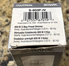 Lutron Skylark S-603P-IV IVORY 3-Way 600W Preset Dimmer Light Switch slide wall