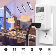 Indoor Digital Timer Outlet, Single Outlet 7 Day 7 Day,1 Outlet, 1-pack