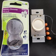 Leviton R00-RDL06-0TW Rotary Dimmer push on/off Light Almond