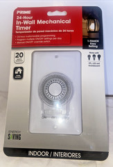 Prime Indoor 24 Hour Mechanical Timer 120V / 15A with on/off/auto switch