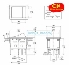 4 Pin Rocker Switch Canal R Series Red Illuminated Double Pole 20A 16A