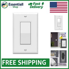 Residential Grade 15A Decorator Light Switch with White Wall Plate Included