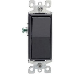 (50)-Leviton Decora Residential Grade 15 Amp Rocker Single Pole Switch, Black