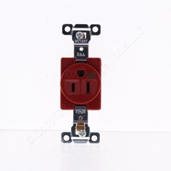 Bryant RED INDUSTRIAL Single Receptacle Weather Resistant 15A 125V 5261REDWR