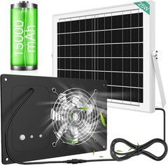 Solar Powered Fan with Timer & 15000Mah Battery, 25W Efficient Solar Exhaust Int