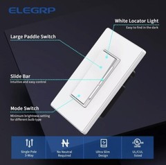 4 Slide Dimmer Light Switch Control 300W Dimmable LED CFL UL Listed E497992 READ