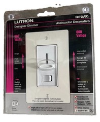 NEW LUTRON Dimmer Skylark S-600PH-WH White 600-Watt White Slide With On Off READ