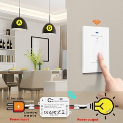 Wireless Remote Control Light Switch 110V-240V 1500W 1 Channel 2 Transmitters