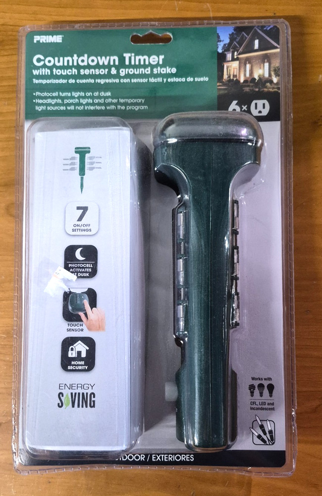 PRIME Countdown Timer With Touch Sensor & Ground Stake Turns Lights On At Dusk