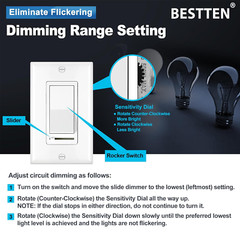 2 Pack Dimmer Light Switch, Universal Lighting Control, Single Pole or 3 Way, Co