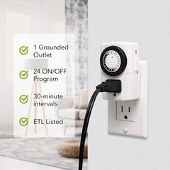 Temporizador Mecánico para Enchufe de interior Mini 24 Horas con 3 Clavijas 2pcs