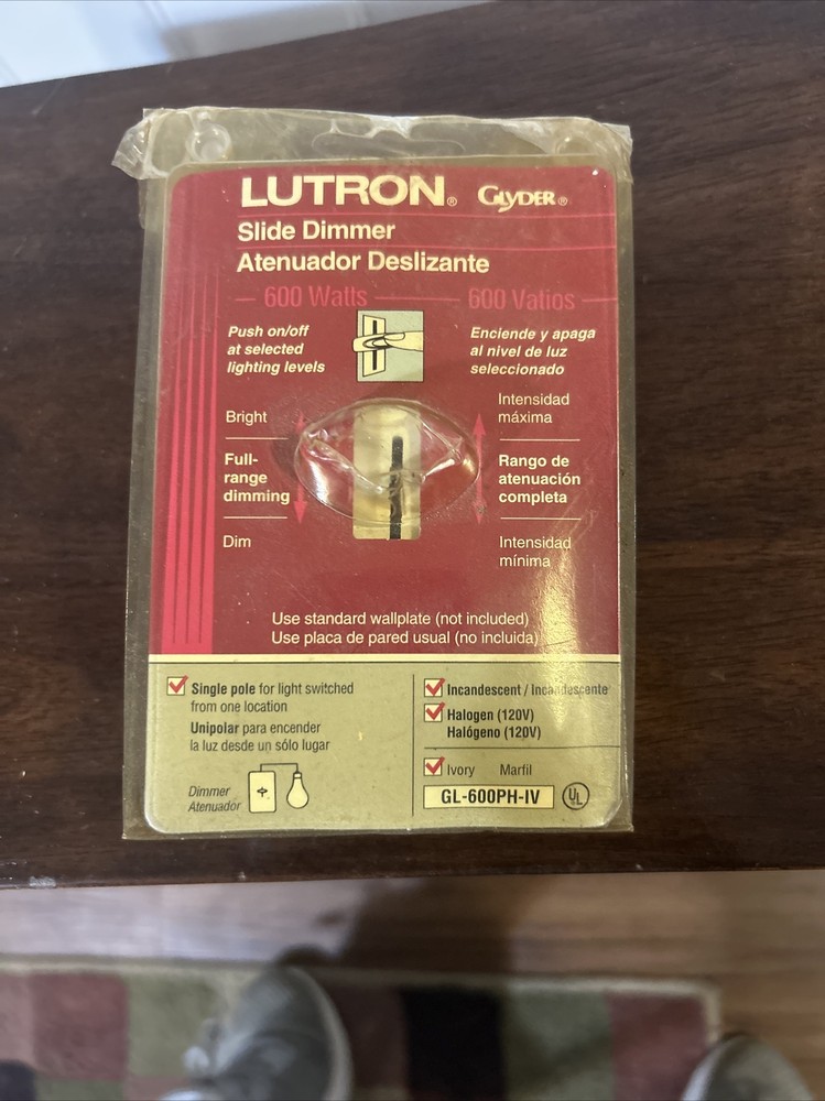 Lutron Skylark S-603P-WH 3-Way 600W Single Pole Dimmer W/ On/Off White SEALED