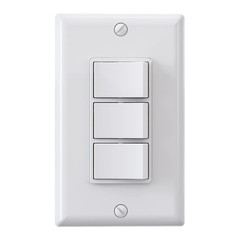 Decorator Triple Rocker Light Switch, Three Single Pole Paddle Switch, 15A 120V