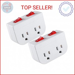 Grounded Outlet with Double ON Off Switch,VSEER 2 Port Electrical Outlet Plug Sw
