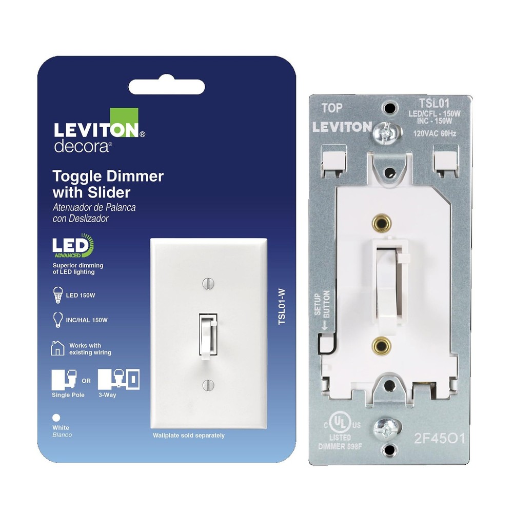 Toggle Slide LED Advanced Dimmer Switch for 150W Dimmable LED, Halogen and In…