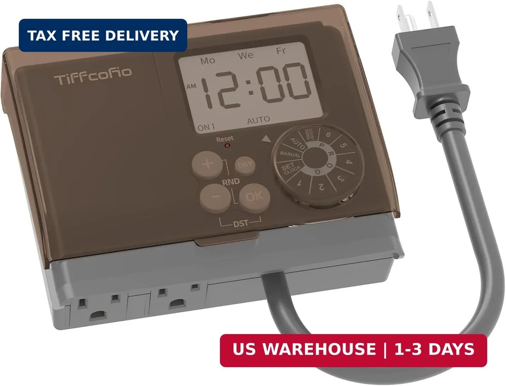 TiFFCOFiO 20A Outdoor Digital Pool Timer Waterproof, Dial Programmable Method, 2