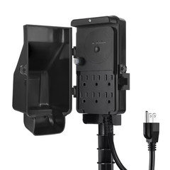 Outdoor Dusk to Dawn Power Strip Stake Timer with 6 Ft. Extension Cord, 6 Outlet