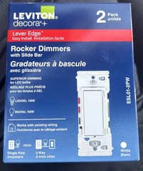 Leviton ESL01-2PW Decora Lever Edge Push Click Rocker Dimmer (3x2packs)