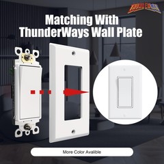 ThunderWay Single Pole Decorator Wall Light Switch with Wall Plate, 15A 120V/…
