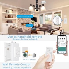 Smart Wireless Dimmer Switch & Receiver Ki No wiring Remote Control Work Alexa
