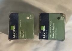 Leviton Decora Switch Bundle – (1) Single Pole White 5601 & (1) 3-Way Black 5603