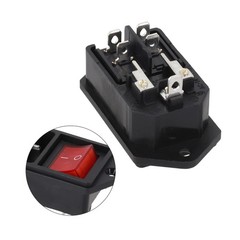 Efficient Power Transfer IEC Connector Socket with Red Switch and Fuse 10A 250V