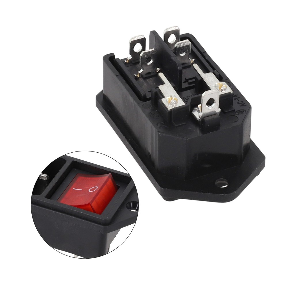 Robust IEC Connector Socket with Red Switch and Fuse Efficient Power Solution