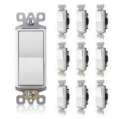 TOPELER 10 Pack Single Pole Decorator Light Switch, Decorative Paddle Rocker Swi