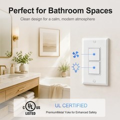 Baomain Triple Rocker Decorator Light Switch 15A 120V UL Certified White