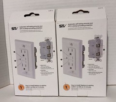 Set of 2 Ultra Pro GFCI GE 15 AMP 120 Vac Max Self Test Outlet White 32073-5