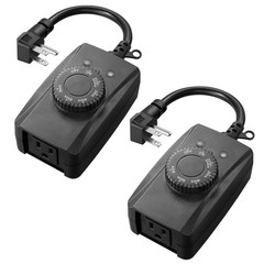 Outdoor Timer with Dusk to Dawn & Light Sensor, Daily Repeat, Grounded Outlets